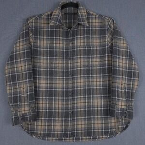 Jenni Kayne O'Keeffe Overshirt Womens Large Charcoal Plaid Oversized Flannel